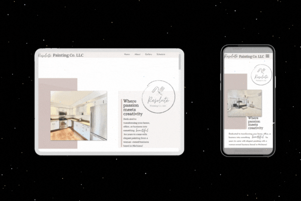 Tablet and iphone mock up of resolute painting co website
